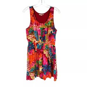 Madewell Eliot Silk Dress Womens Size 8 Red Pink Colorful Floral Pockets